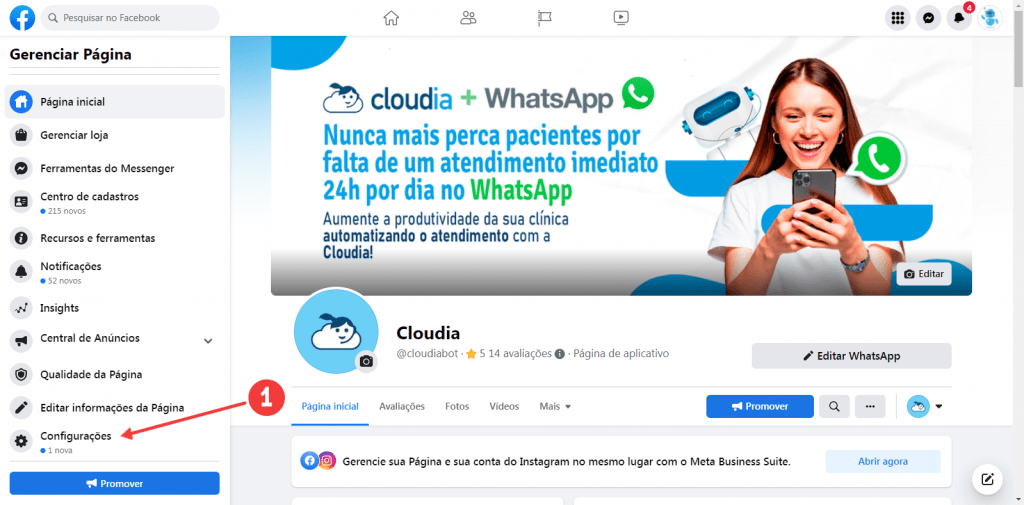 Menu “Perguntas Frequentes” - Cloudia - Chatbot para clínicas com