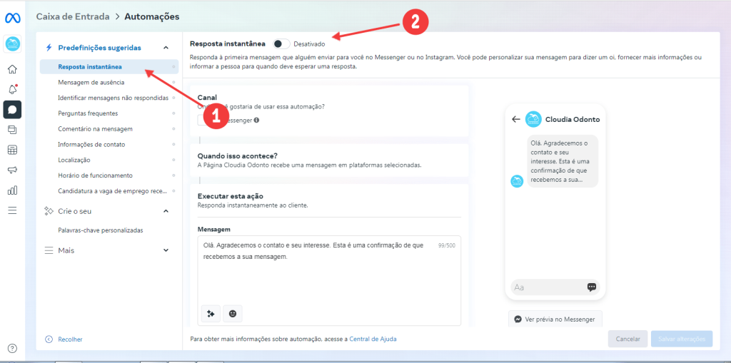 Configurações da página do Facebook para potencializar o uso do seu chatbot de atendimento automático