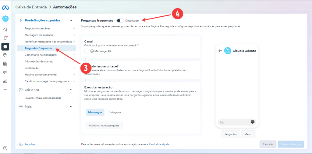 Configurações da página do Facebook para potencializar o uso do seu chatbot de atendimento automático
