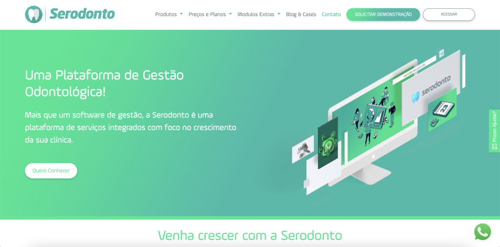 Página inicial do site serodonto software odontológico
