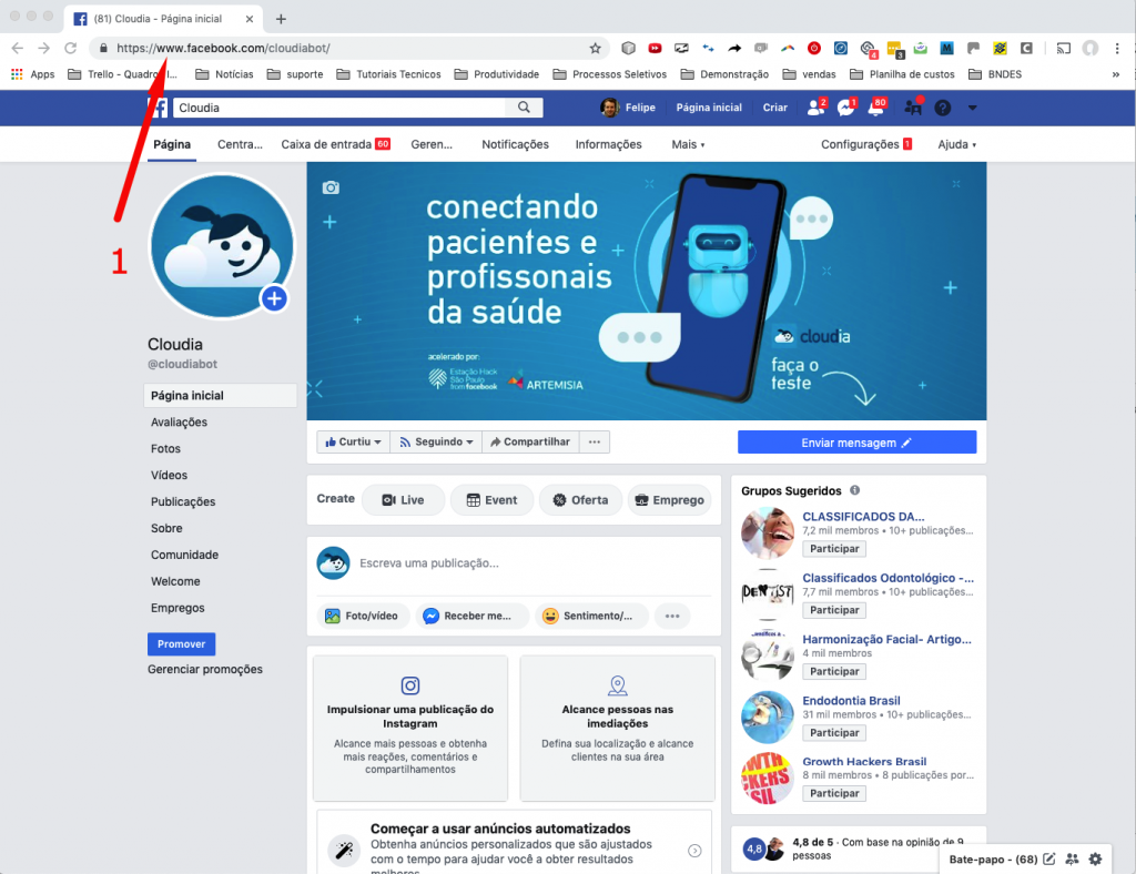 Facebook entrar página inicial